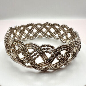 Vintage 90s Silver Tone Bangle Celtic Knot Bracelet Women's Classic Jewelry